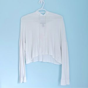Forever 21 White Sheer Cropped Hoodie (Adult S)